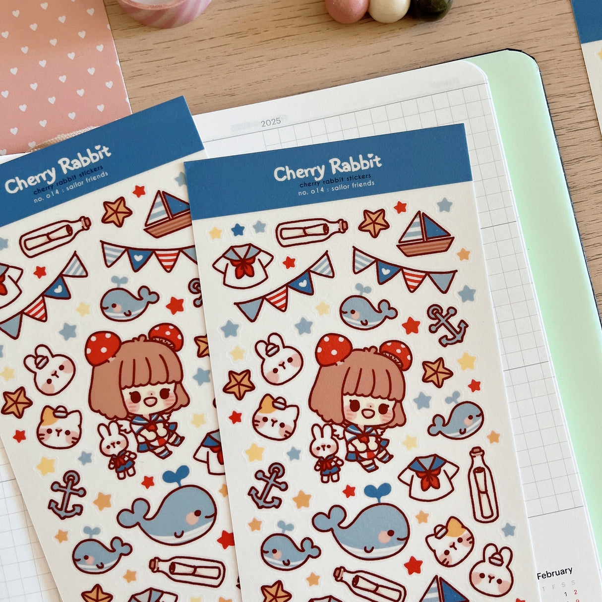 Cherry Rabbit Sailor Friends Sticker Sheet