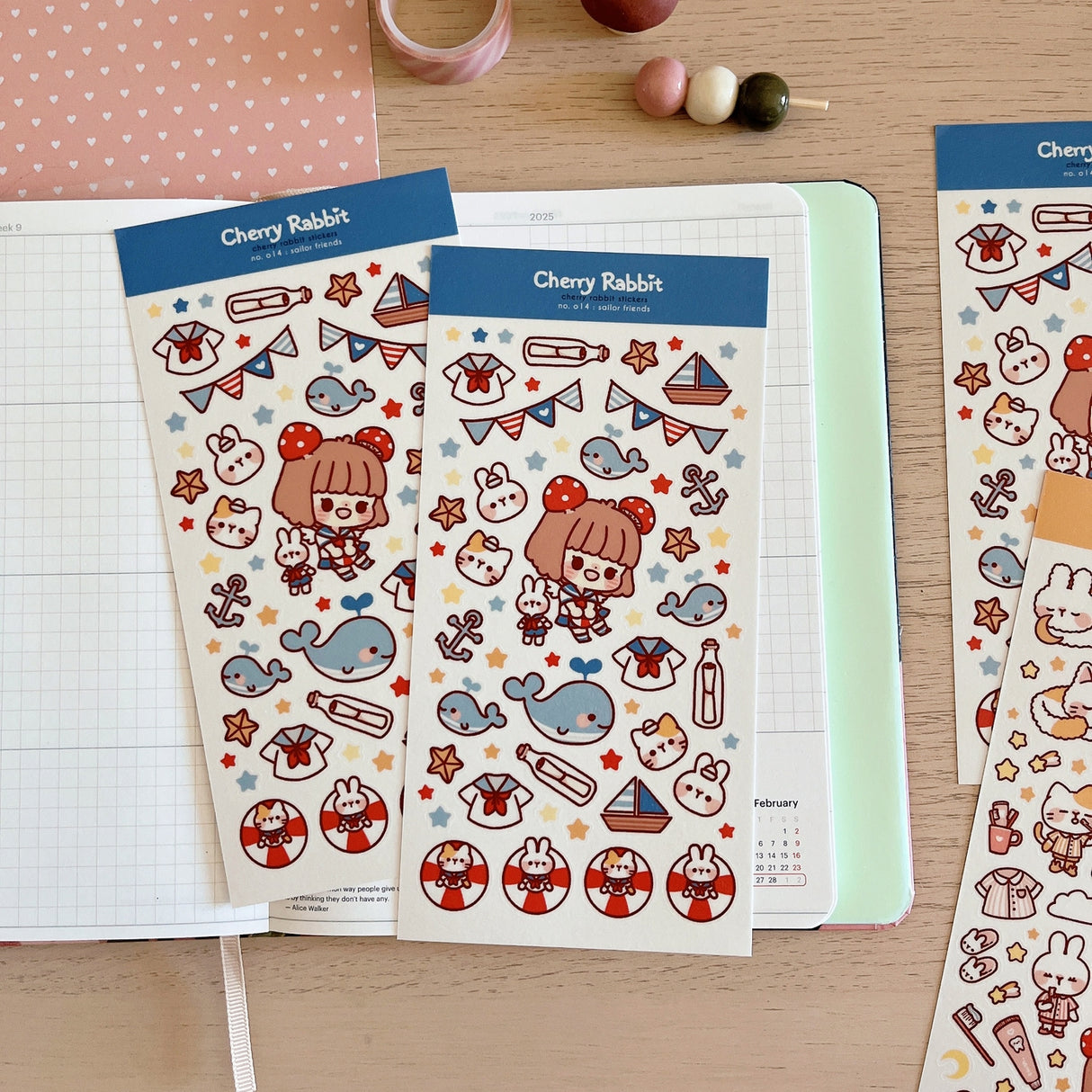 Cherry Rabbit Sailor Friends Sticker Sheet