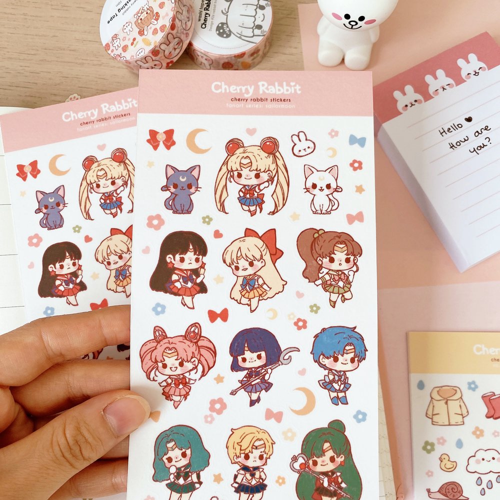 Cherry Rabbit Sailormoon Sticker Sheet