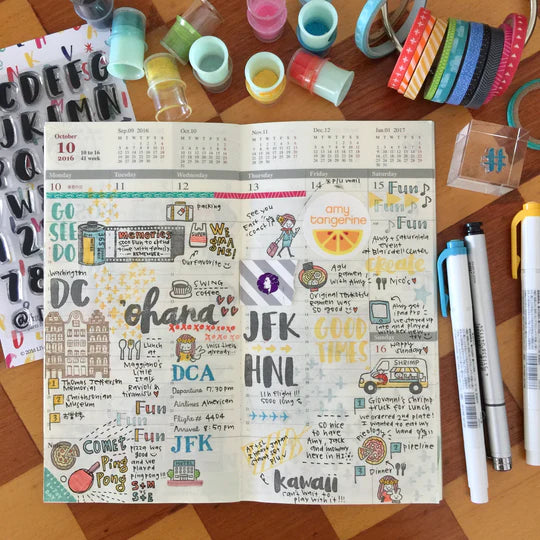 Amy Tangerine is one of the positive people around the industry. The words she writes and the way she lives is truly inspiring. Create your own positive thoughts with Amy's Brush1!

This stamp set is a collaboration between Sakuralala and Amy Tan, a designer who is very active in the American craft industry. These stamps are the perfect addition for your journal or planner!