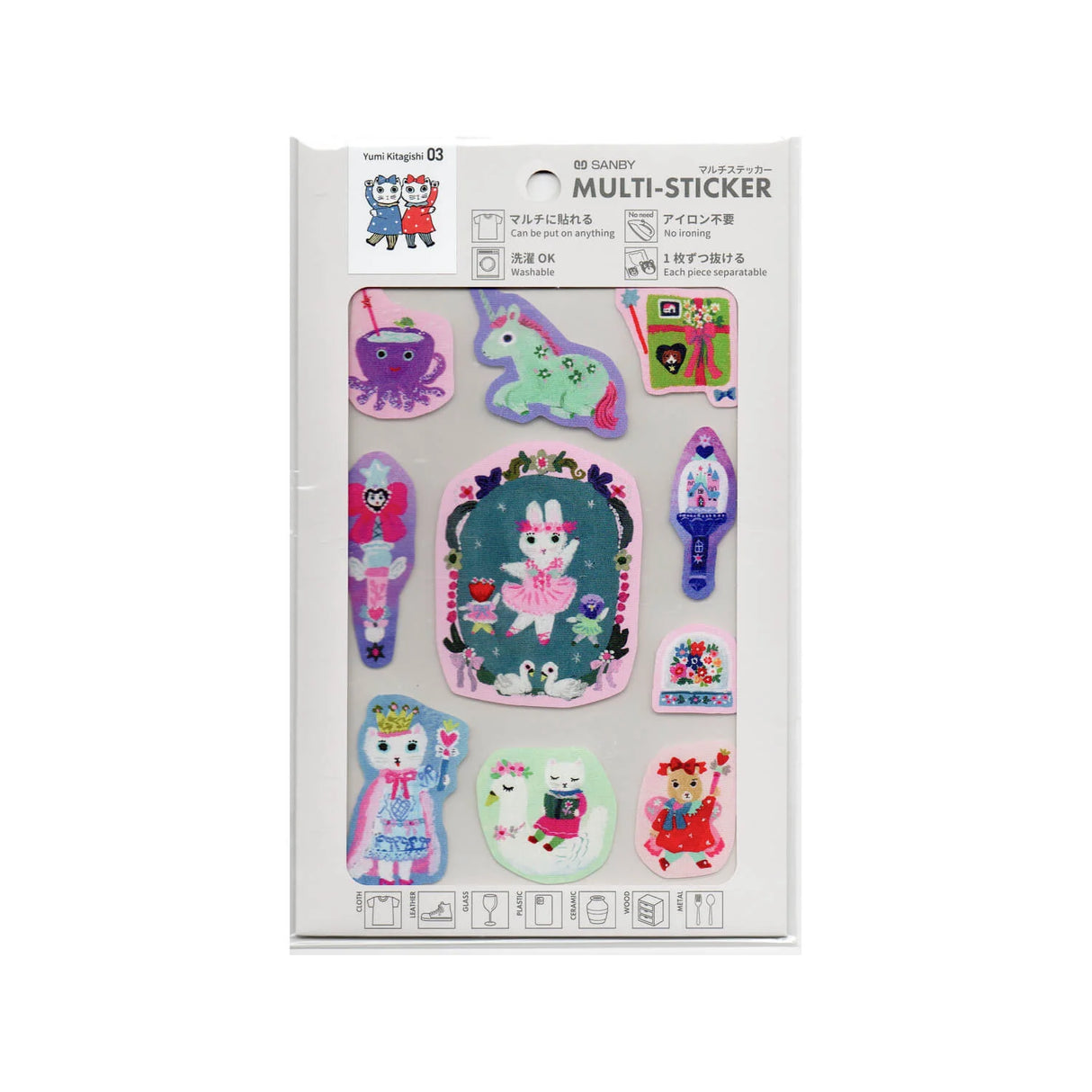 These special adhesive stickers can stick to just about anything—clothing, metal, plastic, and more. No ironing needed, so they’re perfect for materials that can’t be heated. When used on clothes or fabric, they’re washable and can handle repeated washes. Each design can be peeled off the sheet with its backing, ready to enjoy as a standalone sticker. Have fun creating your own favorite items with multi-stickers!

After pasting, leave it for at least 24 hours until it sets.
Do not stick directly to the skin