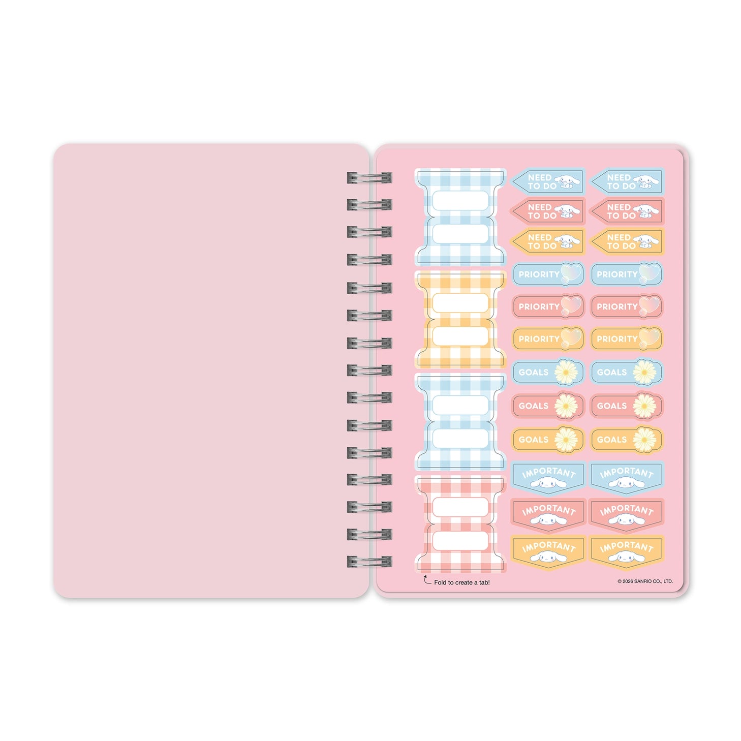 Let your ideas bloom with this Cinnamoroll™ Agatha Notebook! This spiral-bound journal features 208 lined pages, colorful reminder and tab stickers, and a double-sided pocket—perfect for planning, journaling, or gifting to any Sanrio stationery lover.