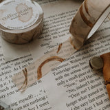 Washi tape with coffee stains made for journaling, scrapbooking, &amp; planning!

removable but not waterproof
15mm x 10m

color may vary slightly from your monitor
made in-house and handled with cozy care