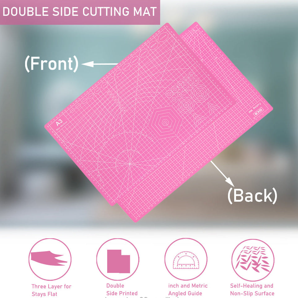 Self-Healing Cutting Mat - A3

Upgrade your crafting workspace with this durable A3 Self‑Healing Cutting Mat, designed to support all your cutting, trimming, and precision‑crafting needs. Whether you're working on scrapbooking, sewing, model building, or everyday DIY projects, this mat provides a reliable, smooth surface that protects your tools and your table.

The self‑healing surface reseals after each cut, keeping the mat looking clean and extending its lifespan. Clear grid lines help you measure, align