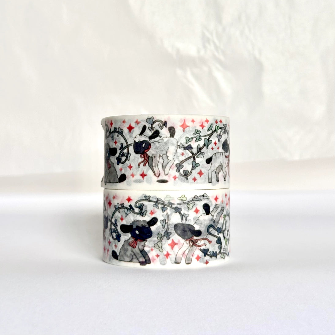 Add a sweet, springtime charm to your crafts with this delightful Little Lambs & Ivy Washi Tape! Featuring adorable little lambs frolicking through winding ivy vines, each one with a cheerful red ribbon tied around its neck.

My mum asked me for some spring tapes, and this is what I made! Much to her chagrin, I think she was hoping for something a but cuter but... This is what happens when you have a spooky cute loving daughter Mum. Love youuuu <3 


Details:
📏 Width: 20mm
📐 Length: 10m
✂️ Material: High-