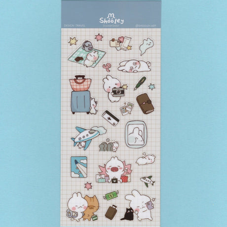 Shooley Travel Sticker Sheet

Clear vinyl sticker sheet. Each sheet comes with a backing card. Sticker material is water resistant.