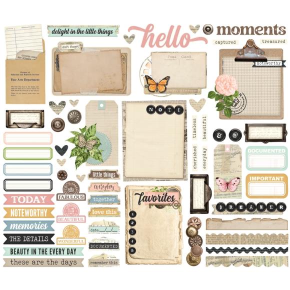 Perfect for card making, scrapbooking, junk journals and bookmaking, and any other paper crafting! Ephemera Pieces.

62 pieces of die-cut cardstock!