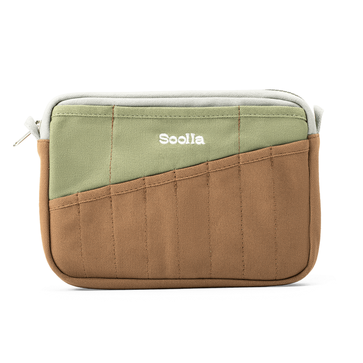 Features &amp; Specs

Front layout: 8 slanted pockets + 3 directly behind
Interior: Main compartment fits an A5 notebook; two open compartments on each wall
Back panel: 3 wide exterior pockets + one full-length slip pocket&nbsp;
Quick-drying duck canvas — sturdy, breathable, and machine-washable
Convertible design — hooks for your own strap or a Soolla strap (coming soon)&nbsp;
Structured silhouette — holds its shape even when lightly packed
Full-width YKK zipper — smooth and durable
Compact profile — fits 