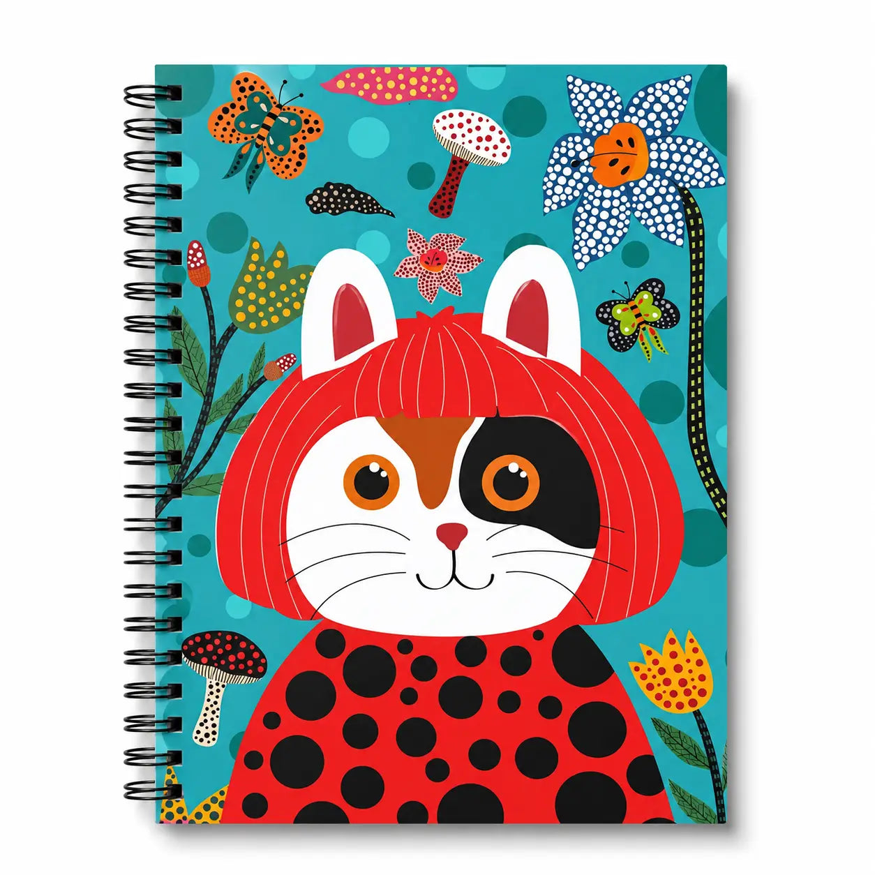 Spiral Notebook - Museum Collection: Yayoi Kusameow Calico

A cheerful, everyday notebook designed to brighten your workspace and spark creativity. Whether you’re journaling, planning, doodling, or organizing your day, it’s a delightful companion for home, school, or the office.

A-5 Spiral Notebook
5 3/4" x 8 1/4"
Sturdy double-spiral binding
Heavy Cover Stock with 3 layers of 400 gsm
160 ruled pages
Natural white text paper