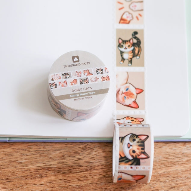 Cinta washi con sellos de gatos atigrados