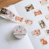 Cinta washi con sellos de gatos atigrados