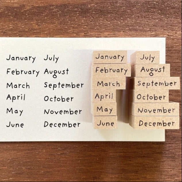 Stamp Marche Planner Wooden Stamp Set - Months

Add a touch of charm and structure to your planning with this weekday wooden stamp set. Perfect for journals, planners, calendars, and creative projects, these stamps make it easy to mark days of the week with a neat, consistent look. Whether you're organizing schedules, creating weekly spreads, or decorating your planner, this set adds both function and personality to your routine.

Made in Japan with high‑quality wood and rubber, it delivers crisp impression