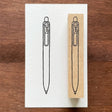 Stamp Marche Uni-ball One Wooden Stamp Rubber stamp with a pen design on a wooden surface