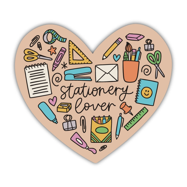Show your love for all things paper, pens, and planning with this Stationery Lover sticker! Shaped like a heart and filled with doodles of your favorite supplies, it’s perfect for adding a crafty touch to your laptop, notebook, or journal.