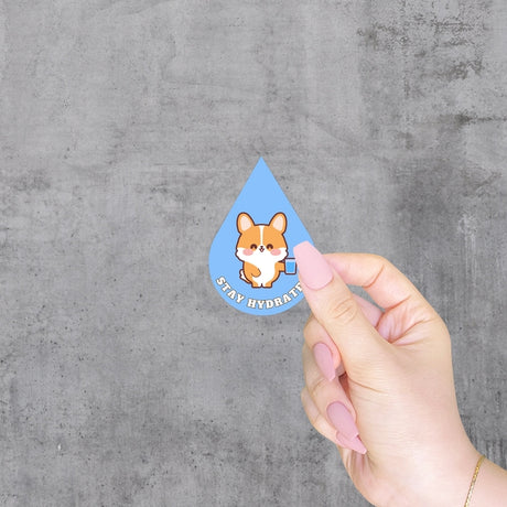 Stay Hydrated Corgi Vinyl Sticker