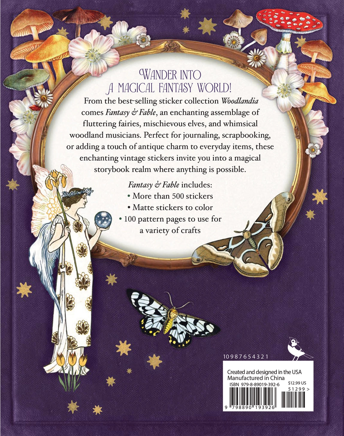 Wander into a magical world where fairies flit between wildflowers, midsummer maidens frolic in the moonlight, and whimsical woodland creatures wear top hats and toot trumpets. Invite enchantment and wonder into your life with this spellbinding sticker book, filled with fantastical curated images from the best-selling Sticker Emporium collection, Woodlandia.
This stunning sticker book contains more than 500 stickers with beautiful vintage fantasy and naturalist illustrations from the Gilded Age through the 