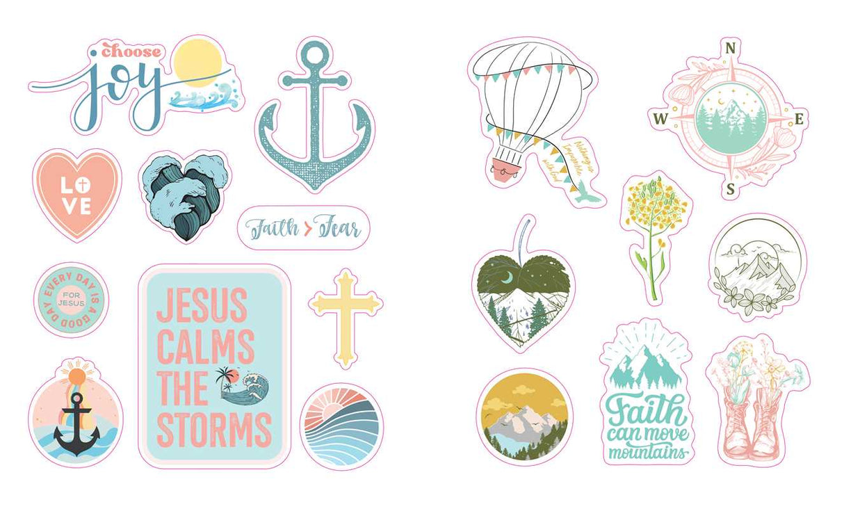 Celebrate your faith and add more inspiration to your world with this beautiful collection of 600 uplifting faith-inspired stickers for crafters, scrapbookers, or anyone who just loves stickers.

The back of an envelope that carries an encouraging card. A packed lunch that needs some extra punch. A journal capturing a faith journey. The mirror a daughter spends lots of time in front of. A go-everywhere drink tumbler or laptop. Stickers can pop up in many places reminding us of God’s promises. This special c