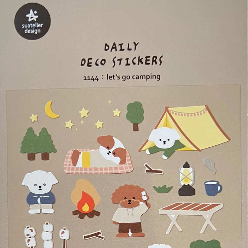 Suatelier Sticker Sheet - Let's Go Camping

Bring the magic of the outdoors into your journal or planner with the Let’s Go Camping sticker sheet from Suatelier. Filled with charming illustrations of tents, campfires, nature scenes, and cozy adventure moments, this sheet captures the joy of escaping into the wild. Known for their soft colors and playful aesthetic, Suatelier stickers add an instant dose of warmth and whimsy wherever you place them.

Package measures approx. 8" x 3.5"
Includes 1 sticker sheet