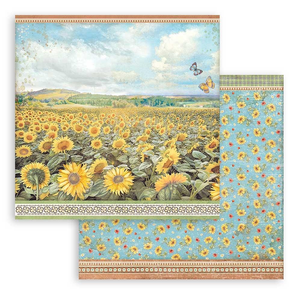 Bloc de papel con diseño de girasoles, 12 x 12 pulgadas, paquete de 10 