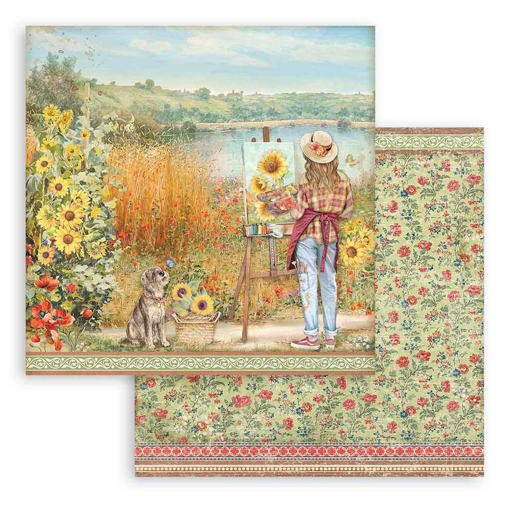 Bloc de papel con diseño de girasoles, 12 x 12 pulgadas, paquete de 10 