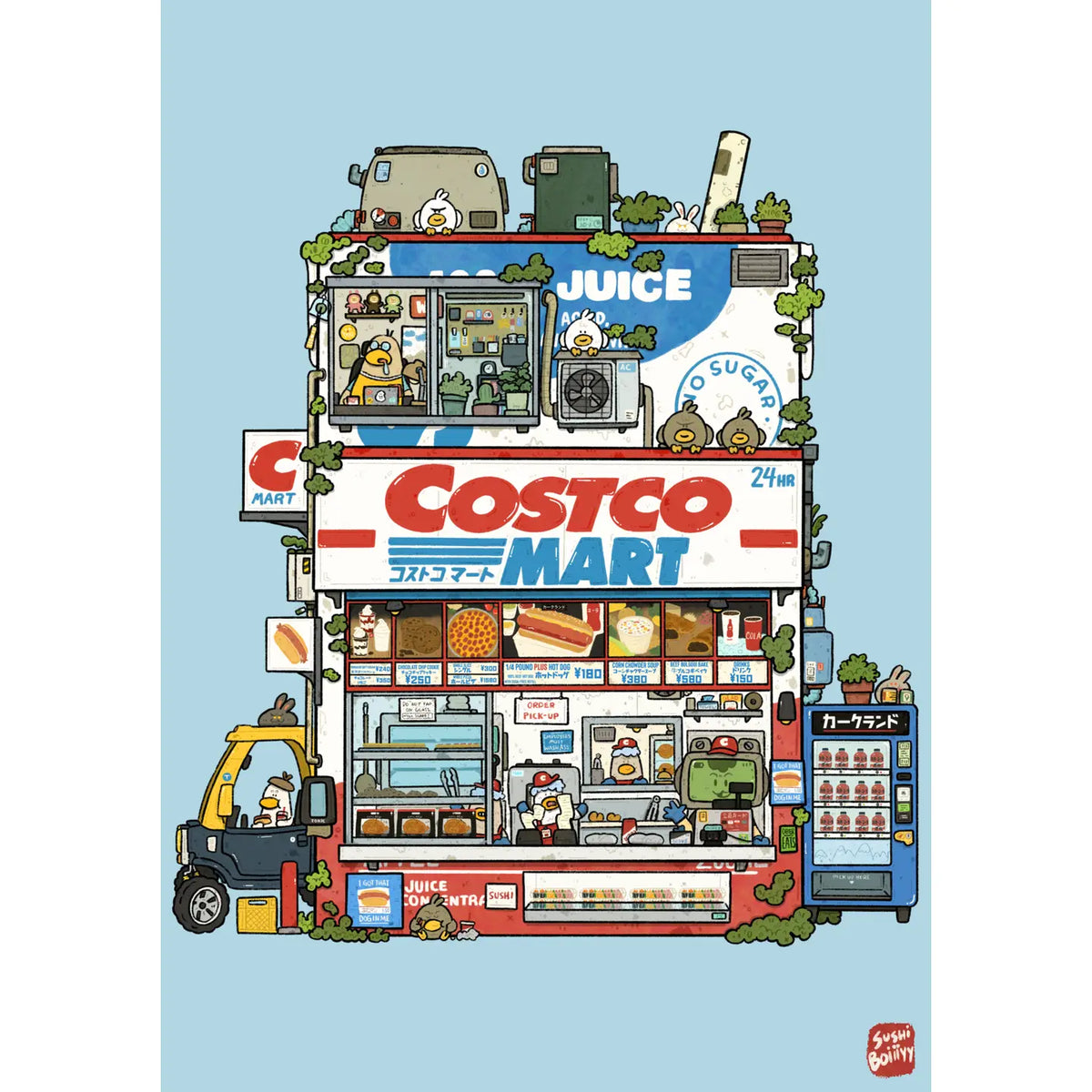 Sushiboiiiyy - Costco Mart Postcard

Size: 4x6

Printed on 12pt paper.

Front and back printing.

Comes with plastic sleeves.