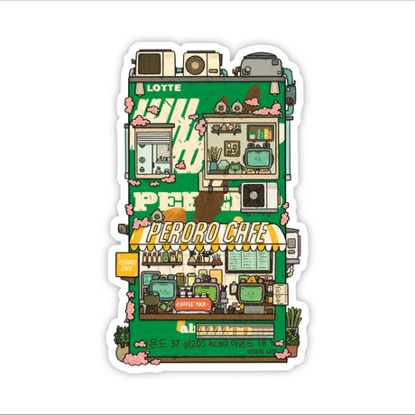 Sushiboiiiyy - Pepero Box Cafe Vinyl Sticker

Die cut stickers are roughly 3x3" and are laminated with a Matte finish.