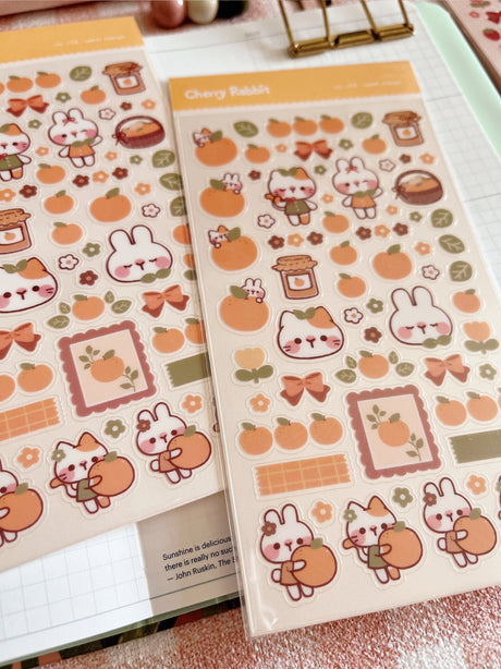 Cherry Rabbit Sweet Orange Sticker Sheet