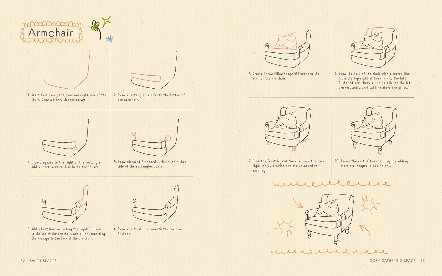 In Sweet Spaces, popular Instagram artist Erin Siney (@eggsdoodz) brings their signature doodle-like style to all things cute and cozy. Through easy-to-follow instructions, Siney breaks down the small details to inspire you to create beautiful interiors in the coquette aesthetic. This fun and fresh guide helps you put your own spin on still life art, teaching you how to draw eye-catching interiors with vibrant motifs and characters.