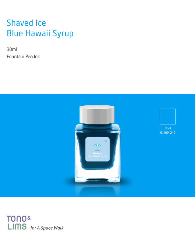 TONO &amp; LIMS - Shaved Ice Blue Hawaii Syrup Ink

30 ml fountain pen ink.