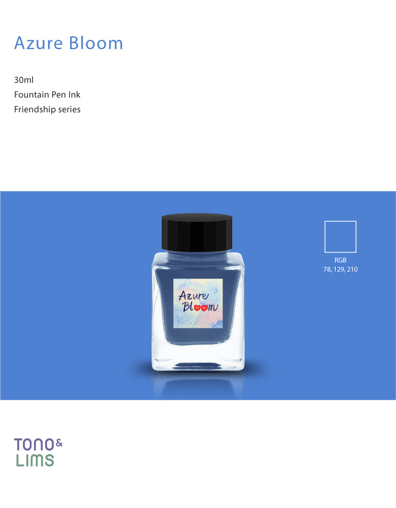 Tono &amp; Lims Friendship Line Fountain Pen Ink Collection where every ink in the Friendship Line embodies the power of friendship through beautifully crafted colors that flow effortlessly on the page. Add a personal touch to your work with a variety of hues that are as diverse and special as the friendships we cherish.

30ml