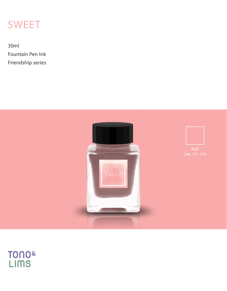 Tono &amp; Lims Friendship Line Fountain Pen Ink Collection where every ink in the Friendship Line embodies the power of friendship through beautifully crafted colors that flow effortlessly on the page. Add a personal touch to your work with a variety of hues that are as diverse and special as the friendships we cherish.

30ml