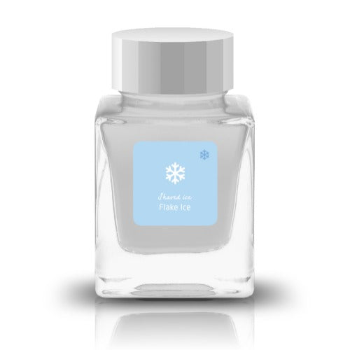 Inspired by the cool delight of shaved ice on a hot summer day, this series captures the sparkle and sweetness of your favorite treats.&nbsp;Soft Ice and Flake Ice embody the glistening texture of ice itself—clear bases filled with holographic and silver shimmer. The remaining nine inks take their cue from beloved flavors like strawberry, melon, and Ramune, bursting with vivid, cheerful color. Bright, refreshing, and full of life, these inks are sure to bring a splash of summer joy to your writing.