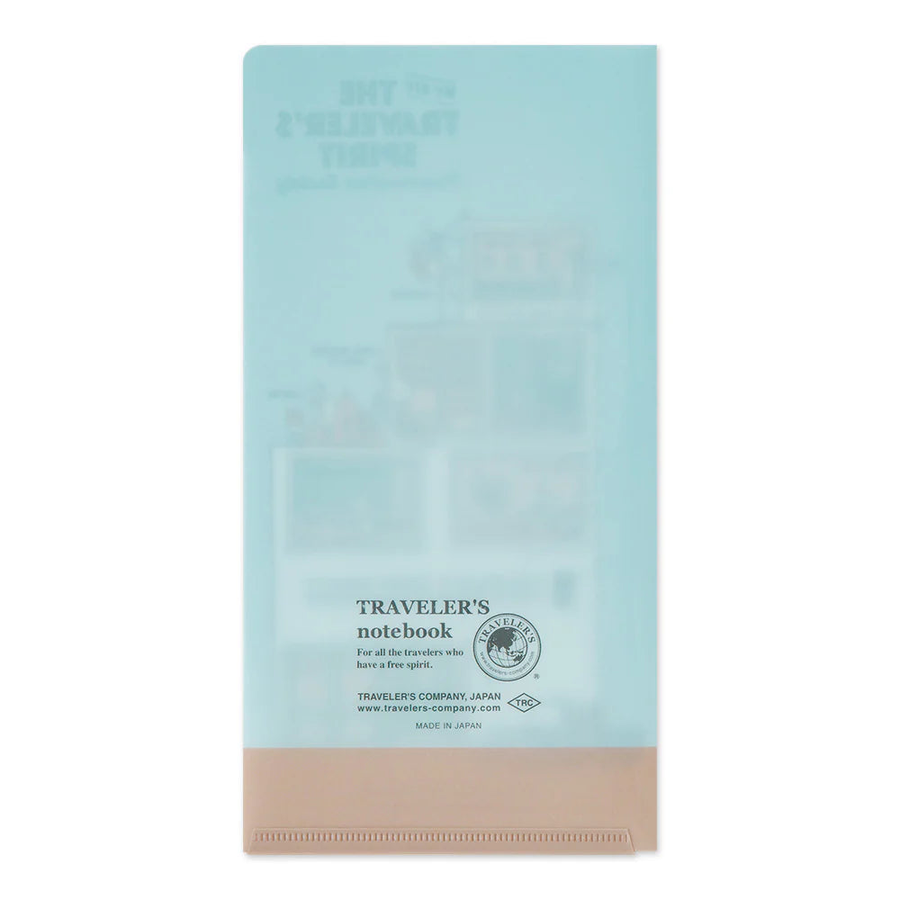 This folder features a design exclusively for 2026 and comes in the perfect size for taking along with your TRAVELER’S notebook. The Regular Size fits A4 paper folded in three, postcards and other documents.

2026 limited edition graphics are designed with THE TRAVELER'S SPIRIT theme. The logo and message, along with the printing, are expressed in foil.