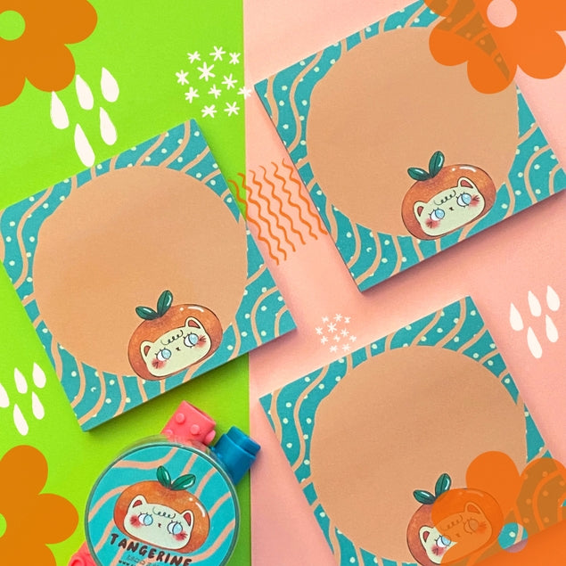 Notas adhesivas con forma de gato mandarina