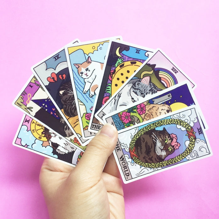 Pegatinas de memes del gato del Tarot de la muerte (Arcanos mayores)