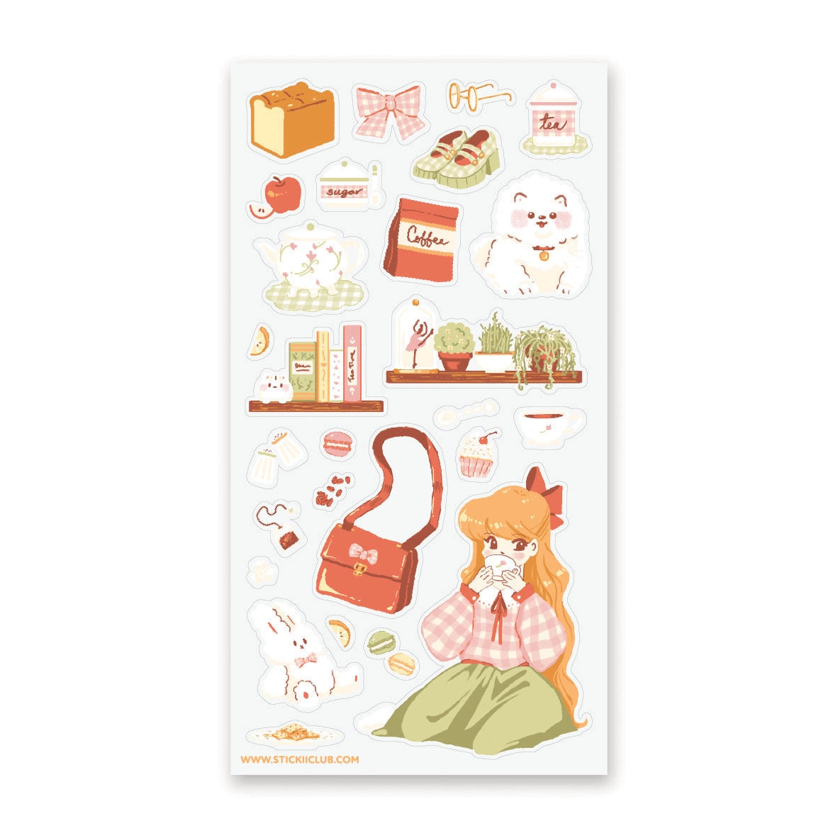 ☕🎀 Set the kettle on and settle in for the sweetest tea time daydream. This pastel-perfect sticker sheet is filled with gentle tea breaks, clinking cups, sugar-dusted treats, and all the little comforts that make staying in feel special. From quiet sips and happy snacks to fluffy pups keeping you company and bows tucked into every cozy corner, each sticker captures that warm, unhurried feeling of tea time when the world softens, the tea stays hot, and everything feels just right.

Art by: Aanchal