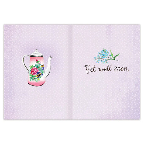 Inside verse: Get well soon

• Size: A6, 4.6" x 6.4"
• Illustrated by Katie Daisy
• Paired with a Brown Kraft envelope
• Full-color inside
• Printed in the USA on 100% post-consumer recycled paper.

About The Artist: Katie Daisy was raised by the birds and warm breezes of small-town Lindenwood, Illinois, brought up among the wildflowers with roots planted deeply in the natural world. She found her voice and honed her skills at the Minneapolis College of Art and Design, graduating in 2009 and subsequently be