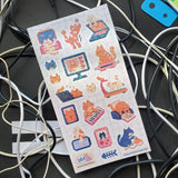 🐈 Cats can be tech-savvy too! From snapping a purrfect selfie to playing with a computer mouse, these cool cats by @deachristabella not only have tons of fun with electronics, but are made up of pixels themselves! Art by: @deachristabella

Top Coating: Holo Glitter
Adhesive Layer: Paper
Backing Layer: Clear PET
6.69" x 3.54".
Weight - 0.03lbs
1 sheet included
