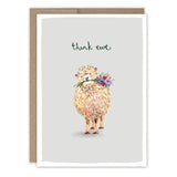 Thank Ewe Thank You Card

Inside verse: For your kindness

• Size: A6, 4.6" x 6.4"
• Illustrated by Louise Mulgrew
• Paired with a Kraft envelope
• Printed in the USA on high-quality recycled post-consumer waste paper

About The Artist: Working with gouache and watercolor, Louise designs in her tiny studio in Brighton, England, inspired by her love of all animals, and passion for the natural world. Louise was named 2023 Artist of the Year by the USA Greeting Card Association.
