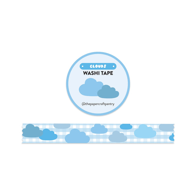 The Paper + Craft Pantry Washi Tape - Clouds

This roll of washi tape features clouds on a blue gingham pattern! Perfect for journaling or adding to your planner!