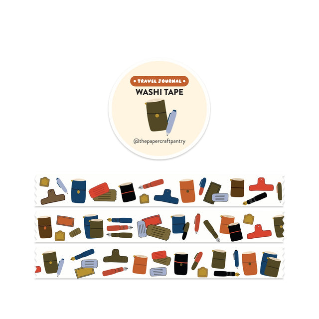 The Paper + Craft Pantry Washi Tape - Travel Journal

This roll of washi tape features travel journals and accessories! Perfect for journaling or adding to your planner!