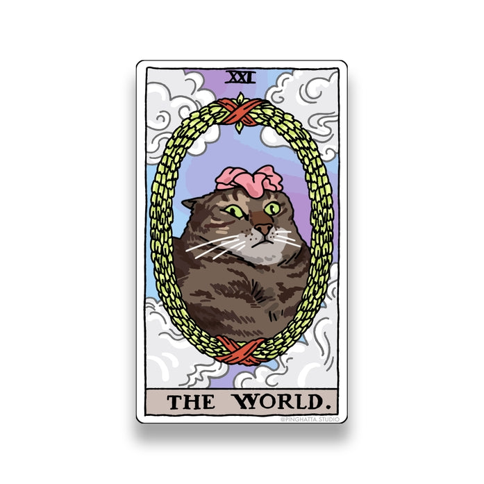Pegatinas de memes del gato del Tarot del Mundo (Arcanos Mayores)