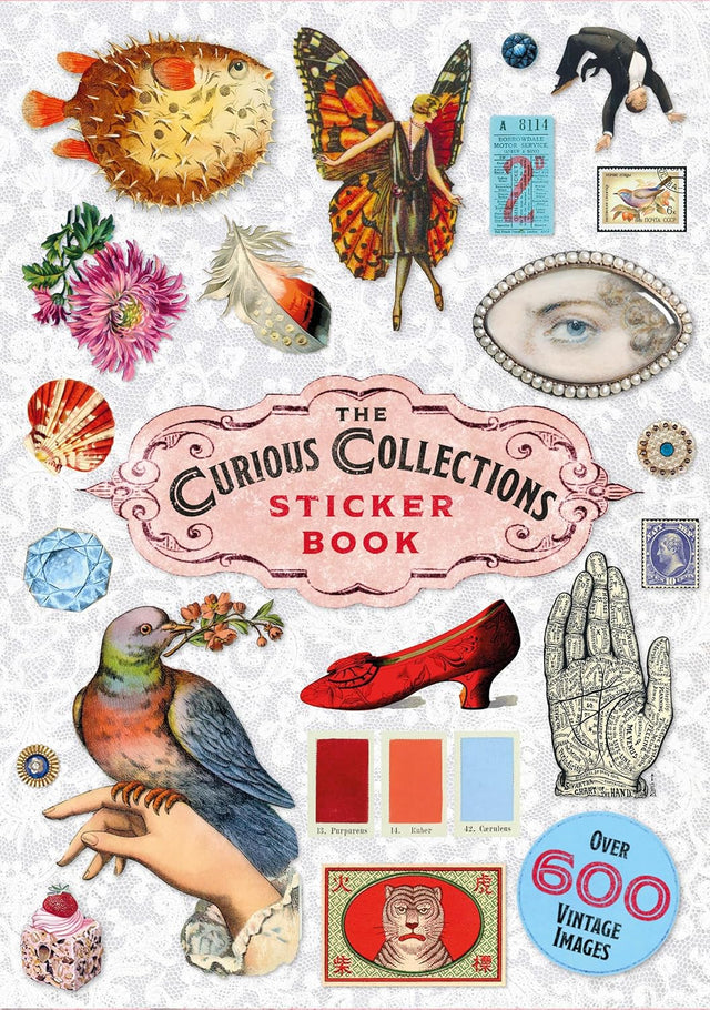 With hundreds of sticky curiosities ready to beautify your junk journal or collage, this book is the perfect companion to The Ransom Note Sticker Book. This cute little sticker book is packed with extraordinary images that can be used for scrapbooks, journals, collaging, and many other creative pursuits.

The stickers are all vintage illustrations. There are 40 spreads of stickers, over 600 altogether, presented in categories and interspersed with quirky vintage backgrounds. Examples include: Vintage cute t