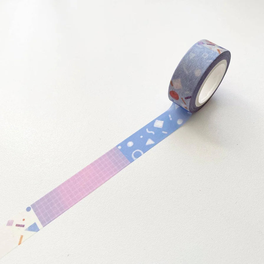 Pattern Washi Tape - Geo Shapes and Grid 1.5cm

Measures: 1.5cm wide x 10m long

Illustration features a variable pattern that includes a gradient purple grid, a periwinkle blue confetti pattern, and a cream confetti pattern. Washi tapes are a great crafting supply for notebooks or journals, snail mail, wrapping gifts, or labeling items in your home! These are made with quality easy-to-tear washi paper and a gentle adhesive.

Designed and Illustrated by Aggie Cheung for The Little Red House

Made in Taiwan