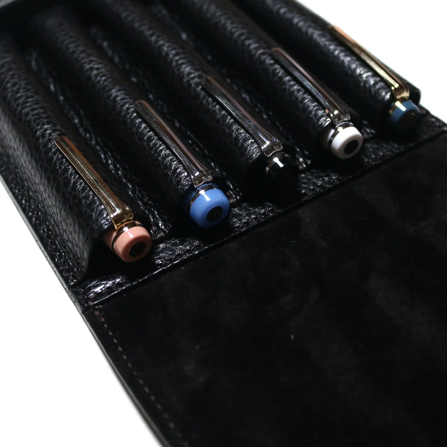 This case for fountain pens can hold five pens individually.

Lined with pig suede for a luxurious look and feel, your precious pens will be well protected and carried.

The buttons are original, made of solid brass and stamped with T.S.L.

SIZE :&nbsp;L13cm × H15cm


COLOR : Camel / Brown&nbsp;/ Black


MATERIAL :&nbsp;Cow leather

Leather Products:

The leather used in this product is natural leather.
We do not use scratches that lead to tears or rips, but we use scratches and wrinkles that are originally