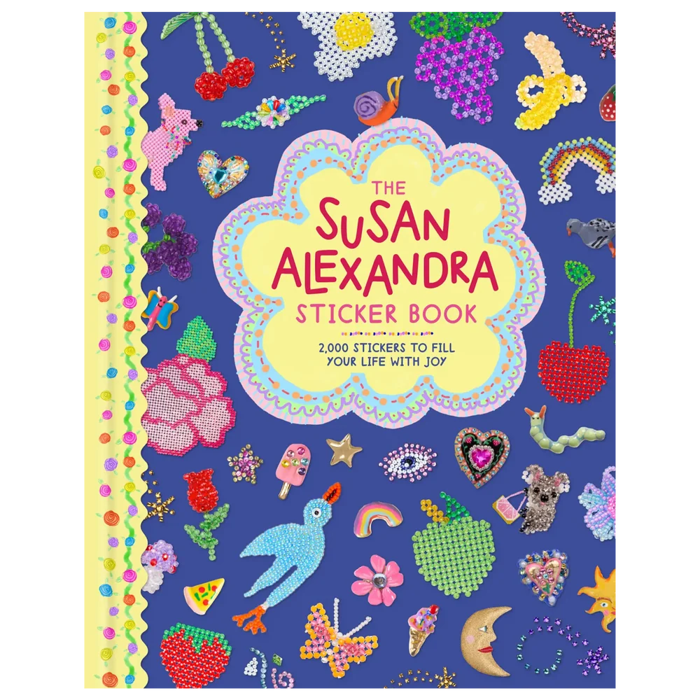 Step inside the joyful world of beloved accessory brand Susan Alexandra with this hardcover sticker book, featuring more than 700 stickers that can be used to decorate your life with a bold sense of color, humor, and play.

Susan Alexandra’s signature beaded goods and playful designs are transformed across more than two hundred pages of visual delight, filled with peel-away stickers that evoke the brand’s iconic motifs of flowers, foods, animals and critters, shoes, purses, charms, cheeky phrases, and other