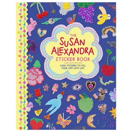 Step inside the joyful world of beloved accessory brand Susan Alexandra with this hardcover sticker book, featuring more than 700 stickers that can be used to decorate your life with a bold sense of color, humor, and play.

Susan Alexandra’s signature beaded goods and playful designs are transformed across more than two hundred pages of visual delight, filled with peel-away stickers that evoke the brand’s iconic motifs of flowers, foods, animals and critters, shoes, purses, charms, cheeky phrases, and other