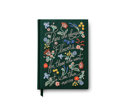 Pretty enough to display, our embroidered journal is perfect for a keepsake journal or diary. With 240 lined pages, there is plenty of space to capture your thoughts.

DETAILS

7.75" L × 5.5" W&nbsp;
Book cloth cover with 100 gsm ivory uncoated wood free paper