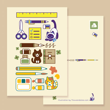 Thousand Skies - Back To School Cats Postcard

A playful and colorful illustration to brighten someone's day.

• 4 in x 6 in postcard
• Matte finish
• Heavy Cardstock

Please consider that monitor calibrations are all different. The color you see might slightly differ from the photo.

Design ©Thousand Skies