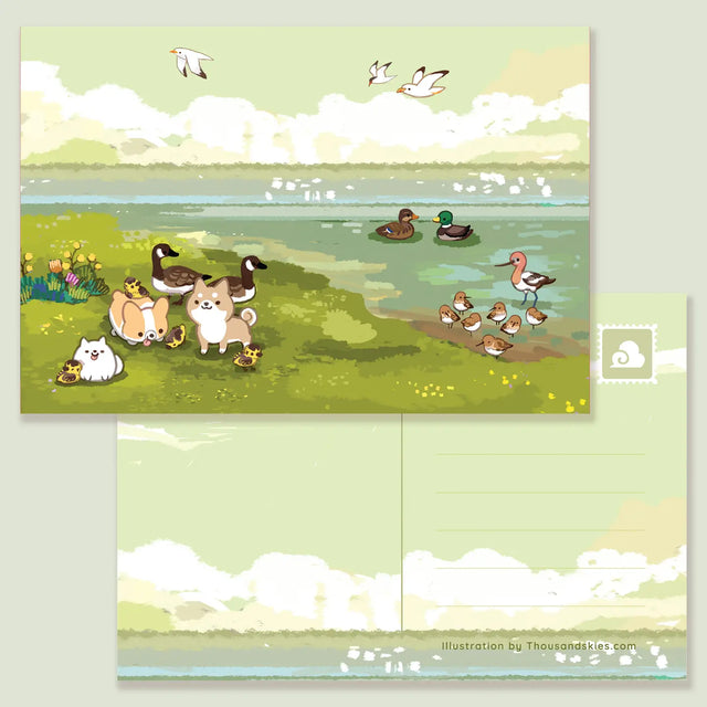 Thousand Skies - By the Shoreline Postcard

A playful and colorful illustration to brighten someone's day.

• 4 in x 6 in postcard
• Matte finish
• Heavy Cardstock

Please consider that monitor calibrations are all different. The color you see might slightly differ from the photo.

Design ©Thousand Skies